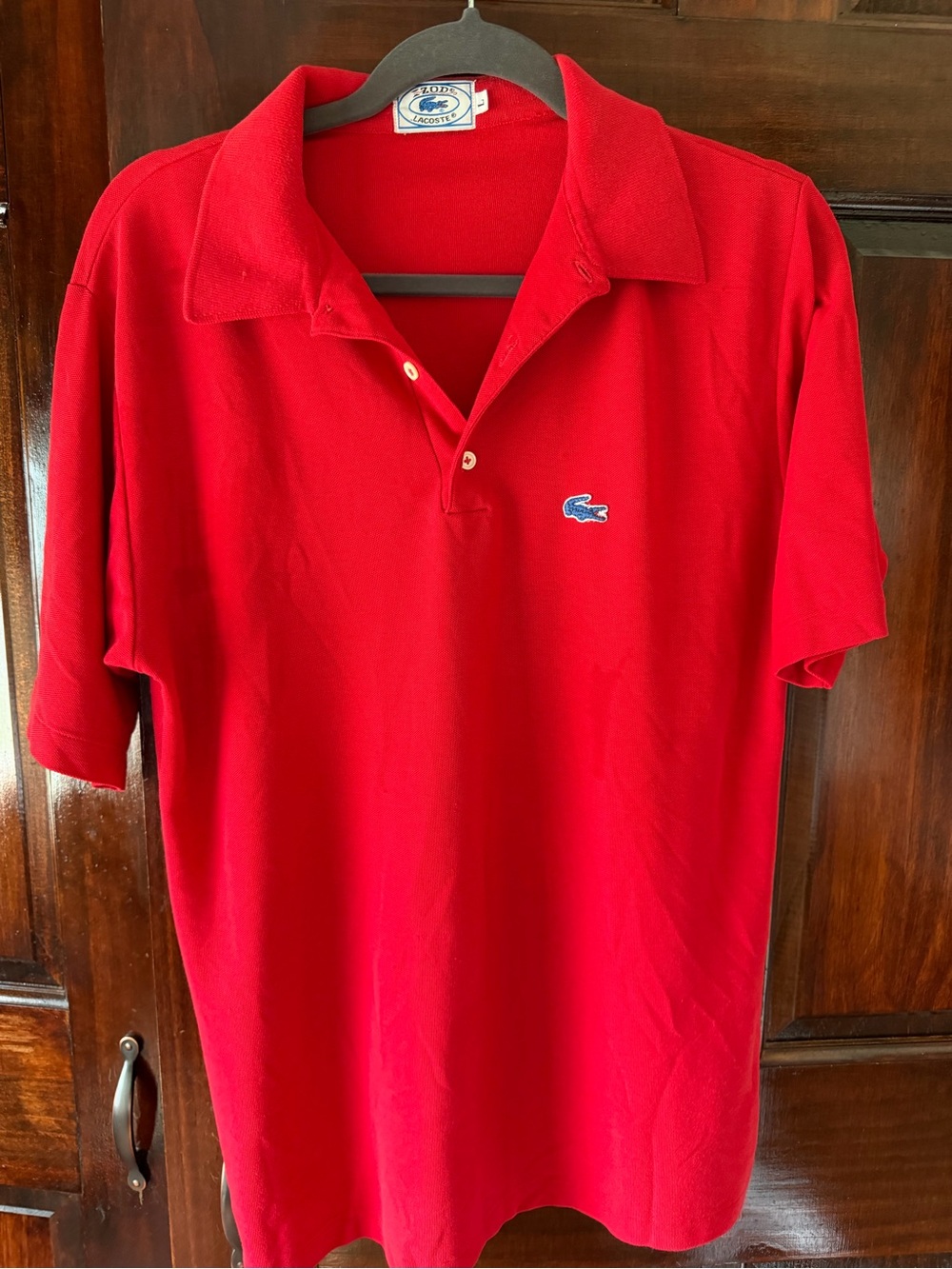 Vintage Lacoste Men’s Red Pique Polo with Embroidered Crocodile
